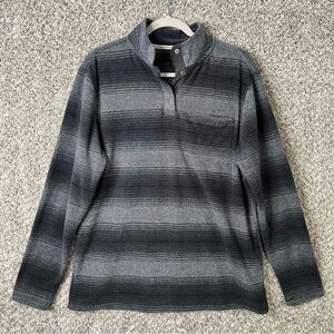 Dakota Grizzly Pullover Men’s Medium Axle Dark Iron Gray Striped Fleece Shirt